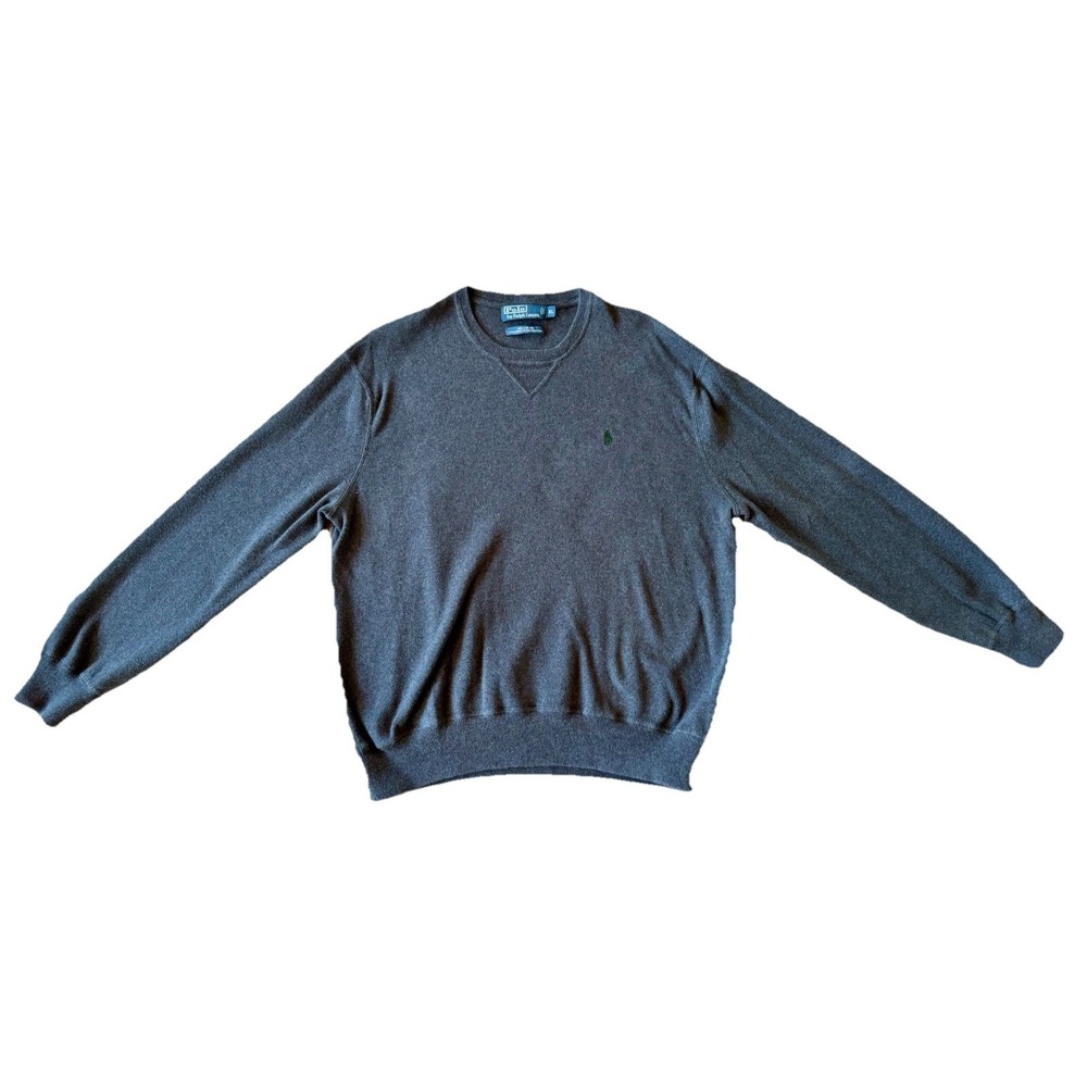 Polo Ralph Lauren Men's XL Grey Cotton Crewneck Sweater Pony Logo Pullover